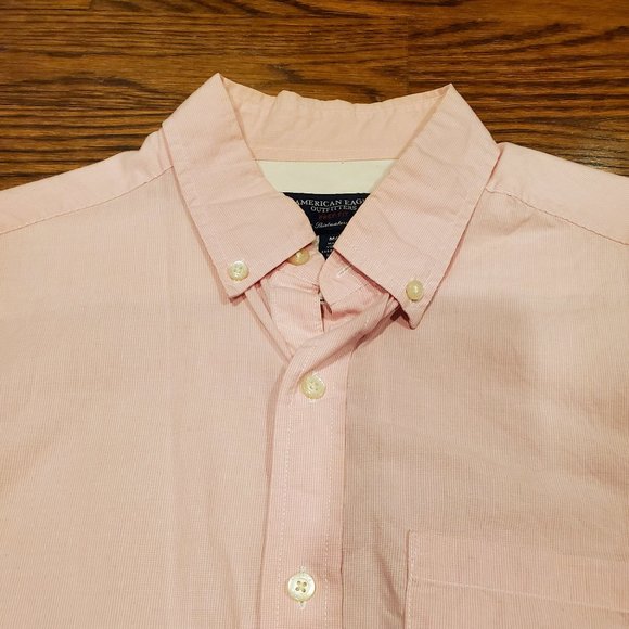 American Eagle Prep Fit Lightweight Oxford Button Down in Pink - Picture 2 of 5